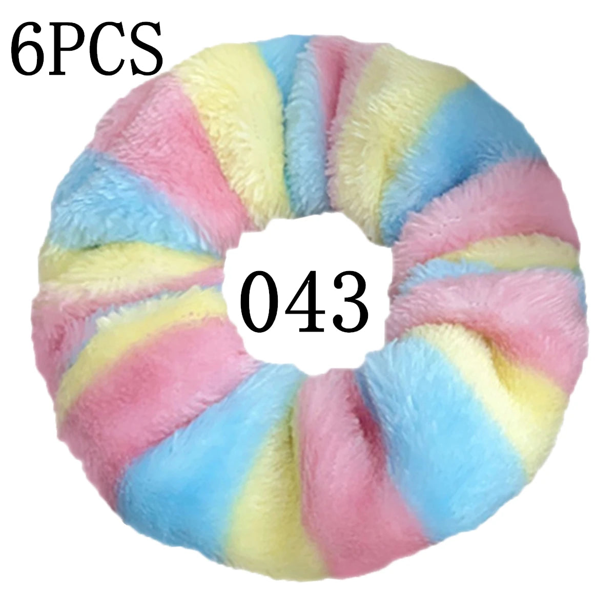 6pc Hair Scrunchies Furry Elastic Band Women Girl Ponytail Holder Rubber Ties Accessories Plush Faux Fur Soft Chiffon Headband