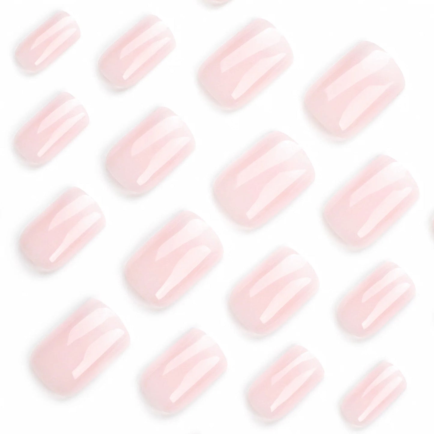 Glossy Press on Nails Set Short Oval Shiny Gradient French Nail Art Design Reusable Full Cover Fake Nails with Glue for Girls.