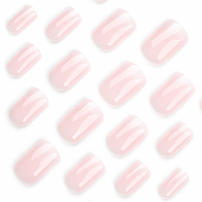 Glossy Press on Nails Set Short Oval Shiny Gradient French Nail Art Design Reusable Full Cover Fake Nails with Glue for Girls.