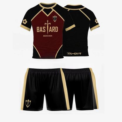 Men Jersey Set Futsal Football Pattern Blue Lock Anime Bastard Munchen 3d Print T-shirt Short 2pcs Sets Suit Sports Tops Tee Boy.