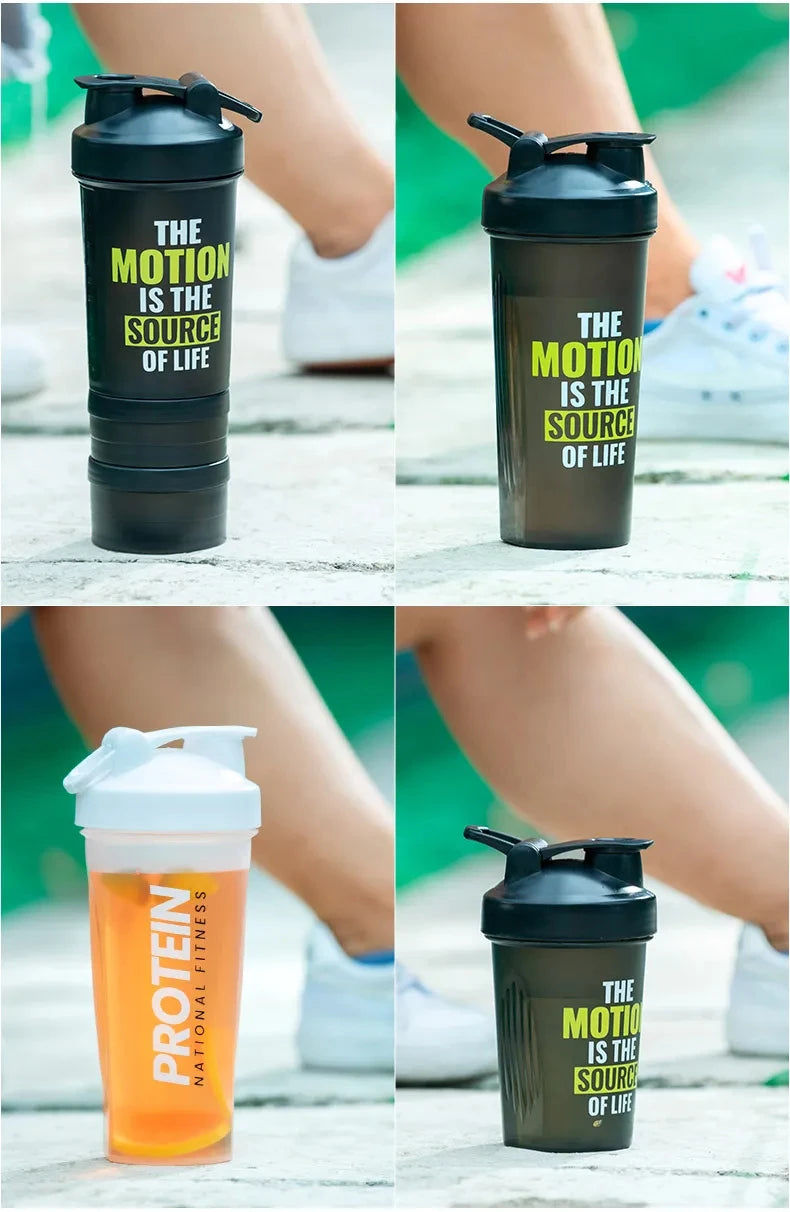 GIANXI Shaker Bottles Gym Sports Protein Powder Mixing Bottle Outdoor Portable Leak Proof Plastic Cup Drinkware.
