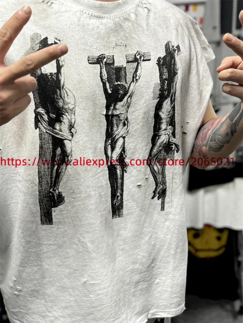 SAINT Vintage NIN Nine-inch Nail T-Shirts Best Quality Vintage Washed T Shirt Tee Tops