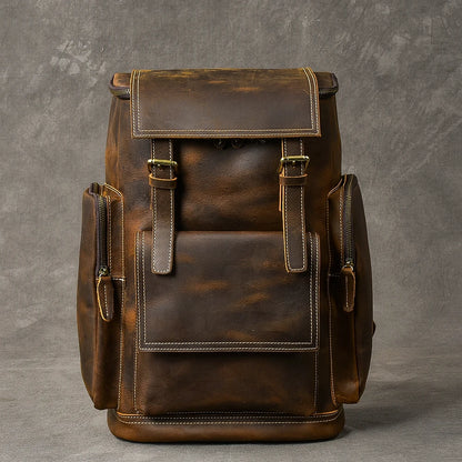 Vintage Crazy Horse Echtes Leder Rucksack Männer Leder Bagpack Klettern Rucksack männlichen Große Wandern Rucksack M814.