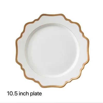 Multi Size Nordic Phnom Penh White Sun Flower Ceramic Plate Set Restaurant Wedding Household Bone China Western Steak Salad Dish
