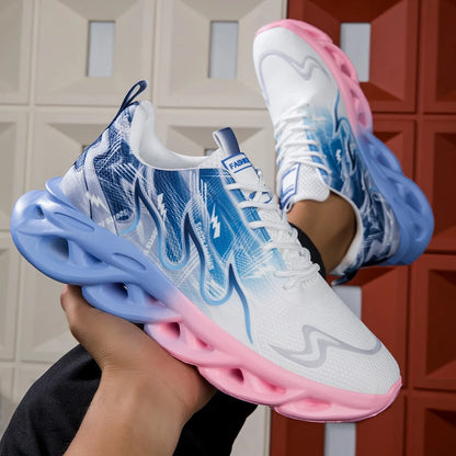 YRZL Unisex Running Shoes Men Women Lightweight Mesh Breathable Comfortable Flat Soft Tennis Shoes Summer Lace-up Sneakers Man