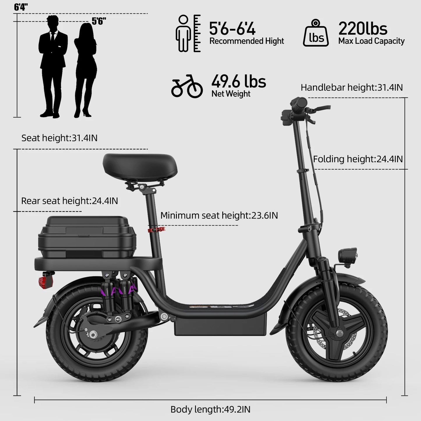 TOOFLY GQ8 Adult Electric Scooter 250W 48V15AH Foldable Electric Scooter  Inch Vacuum Tires City Commuter Electric Scooter.