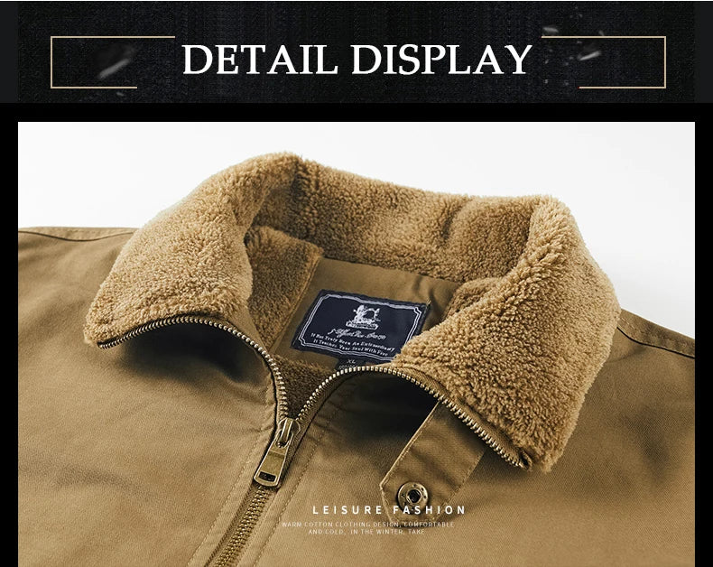 Winter Tactical Jacket Outdoor Men Fleece Sports Running Warm Coat Solid Color Stand Collar Breathable Comfortable Pilot Jacket