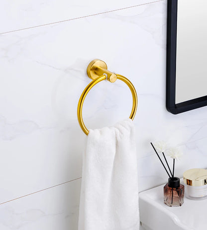 Badezimmer-Hardware-Set aus gebürstetem Gold, Handtuchhalter aus Edelstahl 304, Handtuchring, Toilettenpapierhalter, Kleiderhaken, Badezimmer-Zubehör