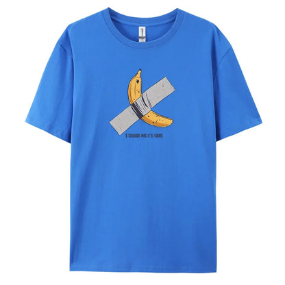 Banana Men's Casual Short-sleeved T-shirt with 100% Cotton Fashion print Tees oversize.