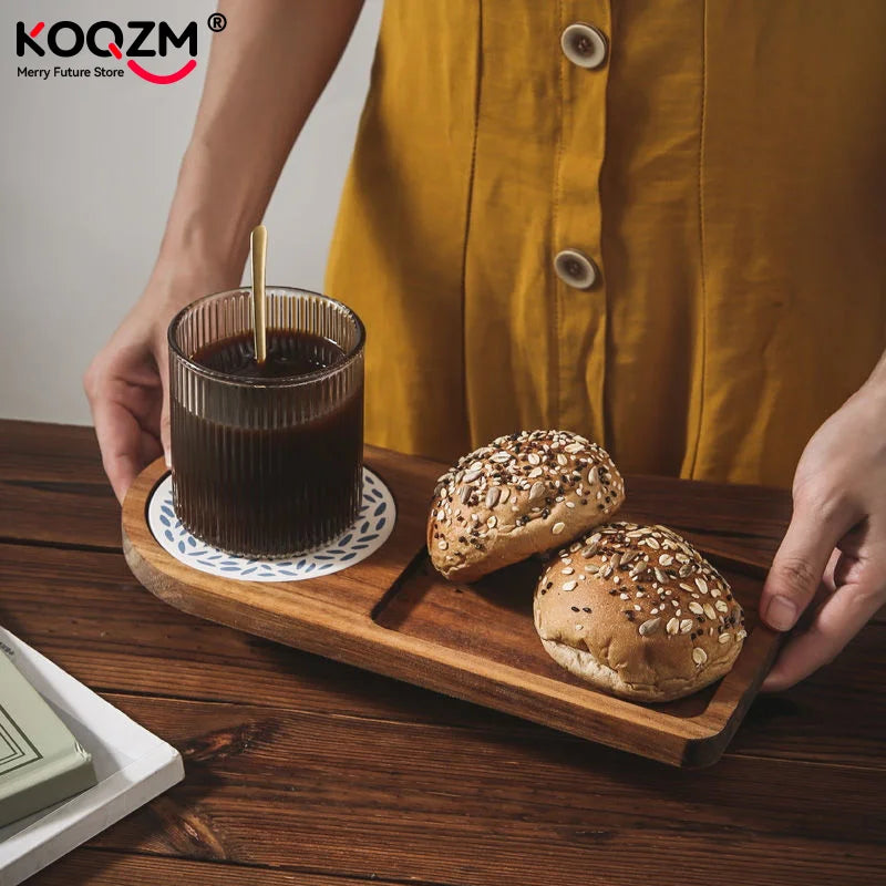 Wooden Tea Coffee Tray Fruit Dessert Candy Plate Table Decoration Bread Snack Food Dish Tray Decorative Tableware Home Kitchen.