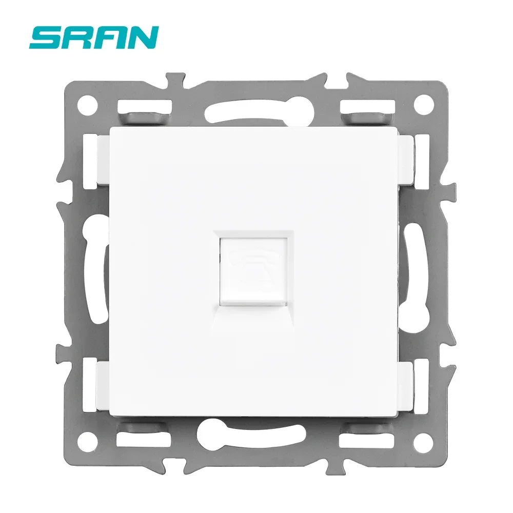 SRAN F6 Serie mehrere Rahmen Weiße Panel aus gehärtetem Glas, EU FR UN-Steckdosen und Schalter Dimmer-Lüfter-Fußlampe Rj45-Modul DIY