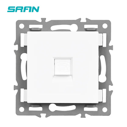SRAN F6 Serie mehrere Rahmen Weiße Panel aus gehärtetem Glas, EU FR UN-Steckdosen und Schalter Dimmer-Lüfter-Fußlampe Rj45-Modul DIY