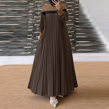 2025 ZANZEA Fashion Women Autumn Long Lantern Sleeve Muslim Dress Abaya Islamic Robe Kaftan Patchwork Sundress Pleated Vestidos.