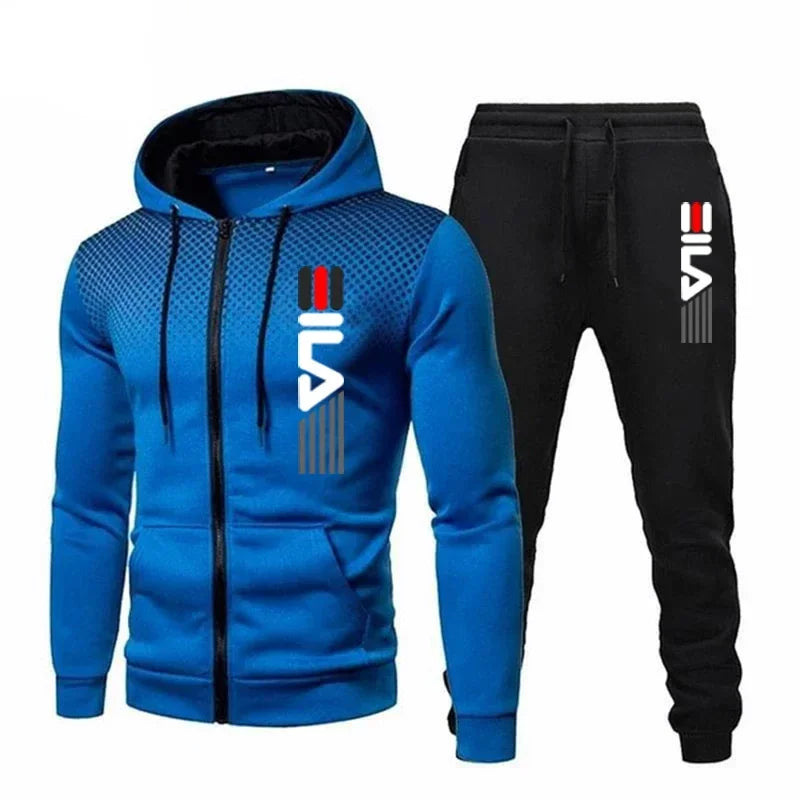 Spring and Autumn 2025 Men's sportswear set, men's zippered casual sportswear, outdoor sportswear pants, men's fitness set.