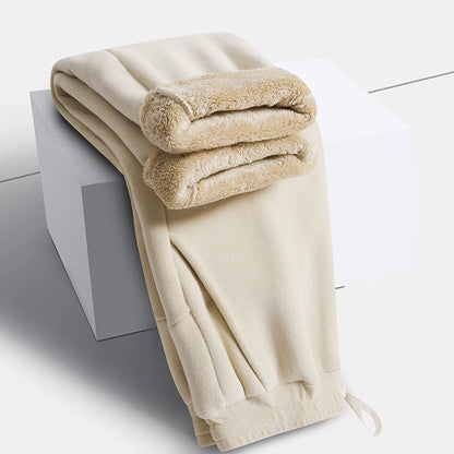 YJKVUR Unisex 2025 Winter New Oversize Pants Men Women Warm Fleece Liner Drawstring Trousers Casual Comfortable Gym Sweatpants.