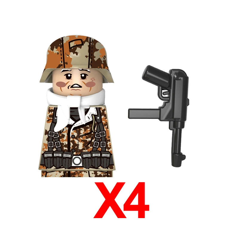 Military WWII Figure Building Blocks Accessories MP40 Rocket Launcher MG42 Officer Army Camouflage Soldier Pzf 98K Toy Gift N029