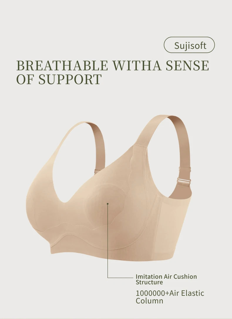 SUJIIN Wireless Plus Size Bras Women Anti-sagging Comfortable Breathable Soft Support Bralettes Big Breasts Push Up Bra MX219A.