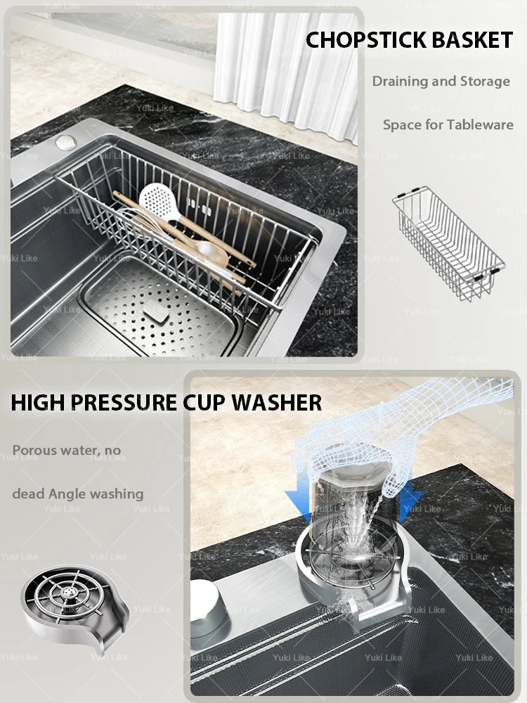 304 Stainless Steel Kitchen Sink Silver Large Single Slot  Multifunction Dishwashing Basin wash vegetables For Kitchen