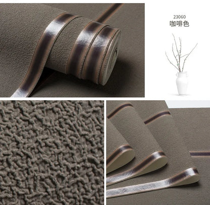 Hirschhaut Samt horizontal gestreifte Tapete Wohnzimmer Schlafzimmer gestreifte Film- und Fernsehwand 3D-Relief verdickte Tapete