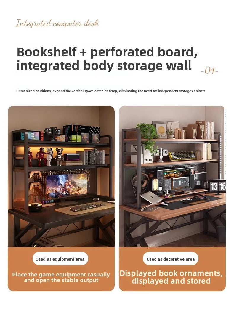 Schreibtisch, Bücherregal, integrierter Schreibtisch mit Lochbrett, Schlafzimmer, E-Sport-Tisch, Desktop-Computertisch