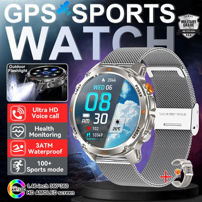 New Outdoors Military GPS Sports Smart Watch Women Dual-Band GNSS Compass Altimeter 3ATM Waterproof BluetoothCall Smartwatch Men