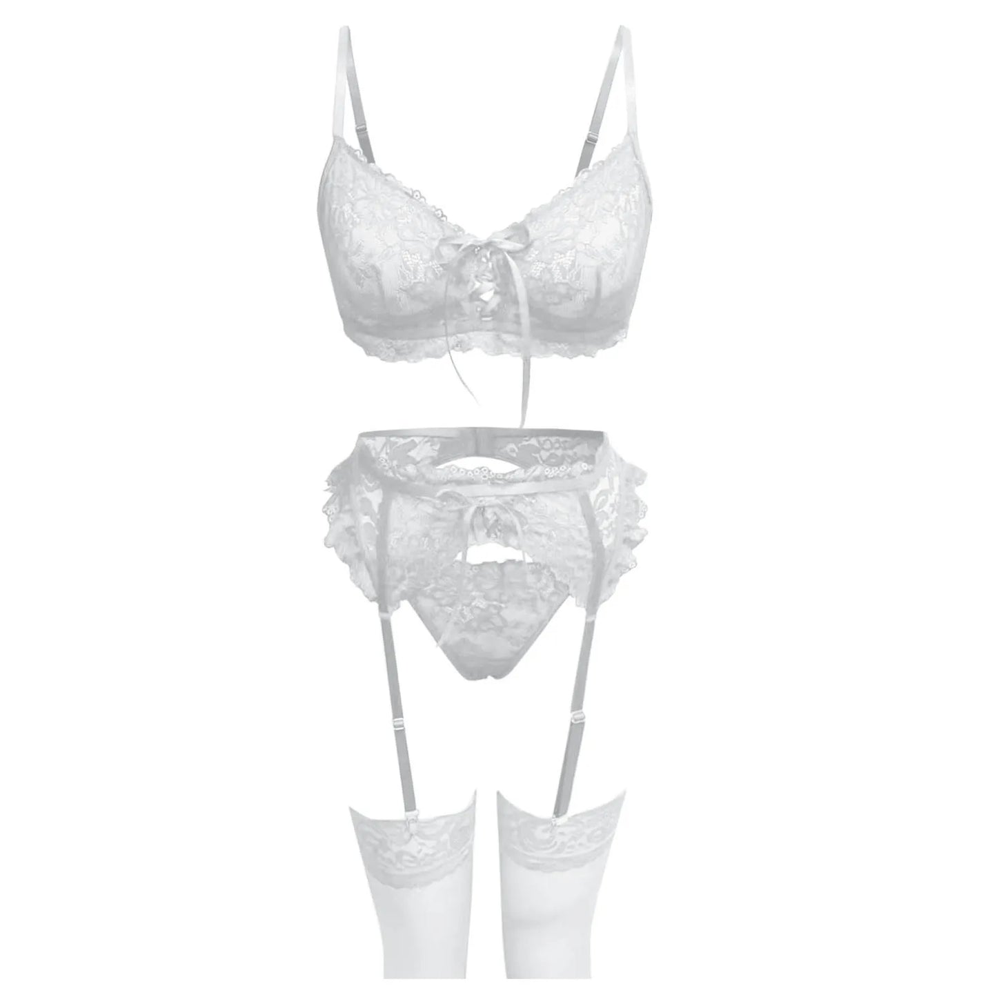 Women Lace Sexy Lingerie Set Sexy Adult Three Pieces Bra And Thong Garters Set Sexy Underwear Woman Plus Size Erotic Clothing.