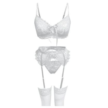 Women Lace Sexy Lingerie Set Sexy Adult Three Pieces Bra And Thong Garters Set Sexy Underwear Woman Plus Size Erotic Clothing.