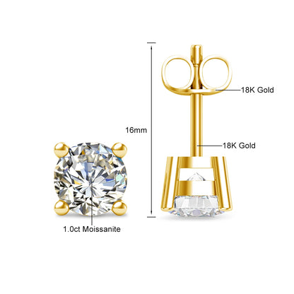 Szjinao Real Full 18k Gold Earrings AU750 Moissanite Diamond Real Gold Women Jewelry Certifid K Gold Luxurious Valentines Gifts.