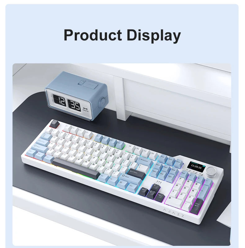 NEW Ajazz AK35I V3 MAX Tri-mode Wired Bluetooth Wireless Gaming Keyboard Gasket Full Key Hot Swap 104 Keys Customized Keyboard