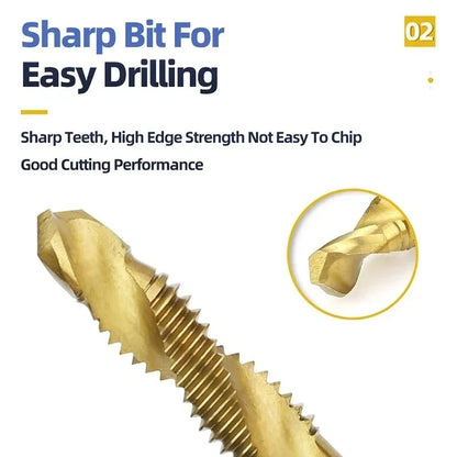 6 stücke Tap Titan Überzogene Sechskantschaft Bohrer Bits HSS Schraube Gewinde Metrische Taping Schraube Maschine Verbindung Werkzeug M3-M10 hand Werkzeuge