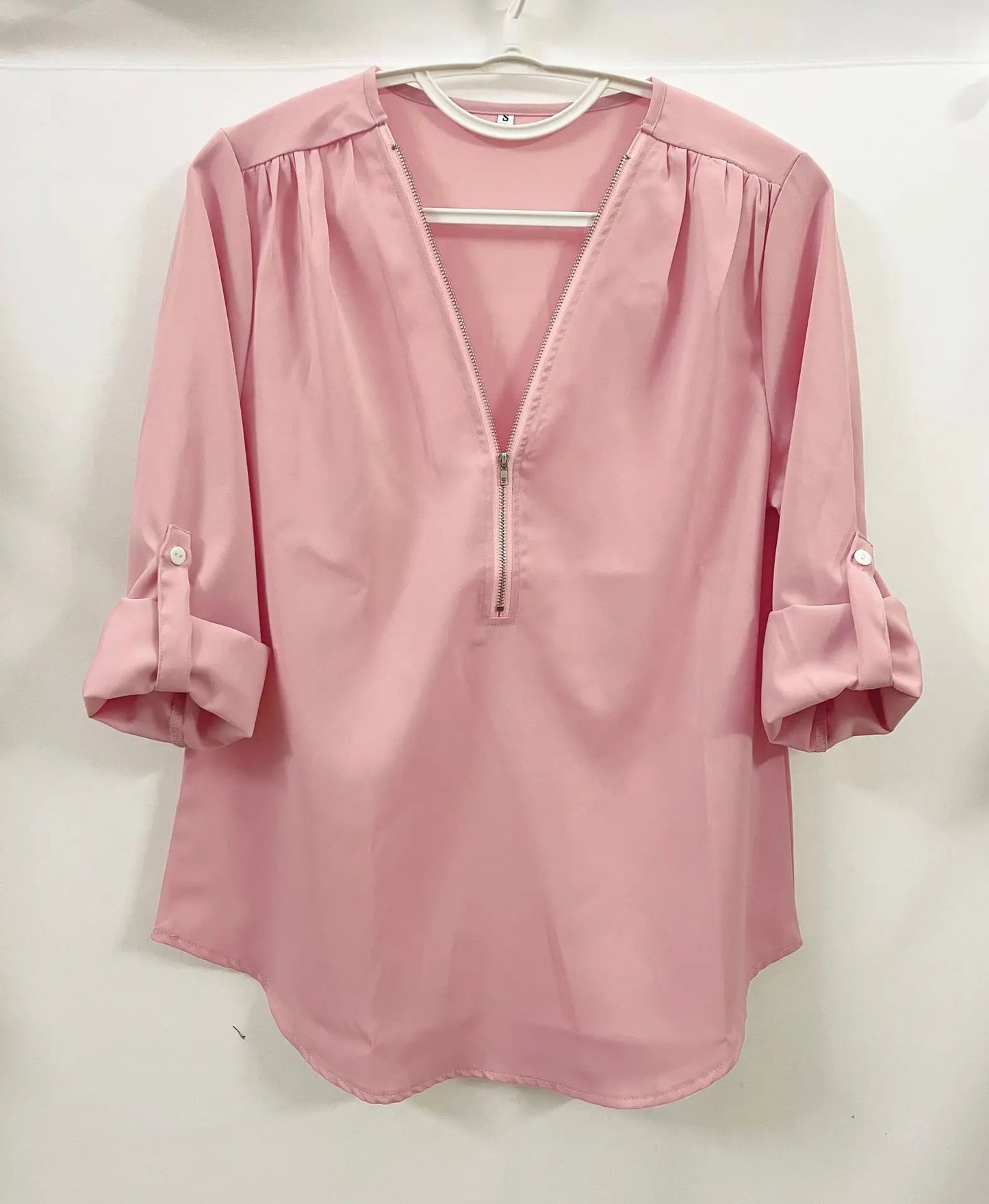 2024 Quality HotSale Plus Size Deep V Neck Women Blouse Chiffon Cool Loose Shirt Fashion Casual Ladies Tops Sexy Zipper Pullover.
