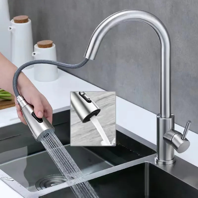 Kitchen Faucet Black Kitchen Tap  Pull Out  Kitchen Sink Mixer Tap Brushed Nickle Stream Sprayer Head Chrome Kitchen Water Tap