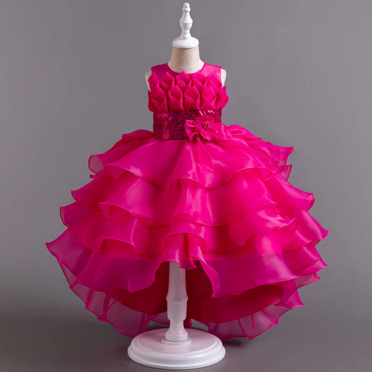 Blumen junge Kuchen flauschigen Design Mädchen Schwanz flauschige Prinzessin Kleid perfekt für Party und Bankett Kleider im Alter von 4-12