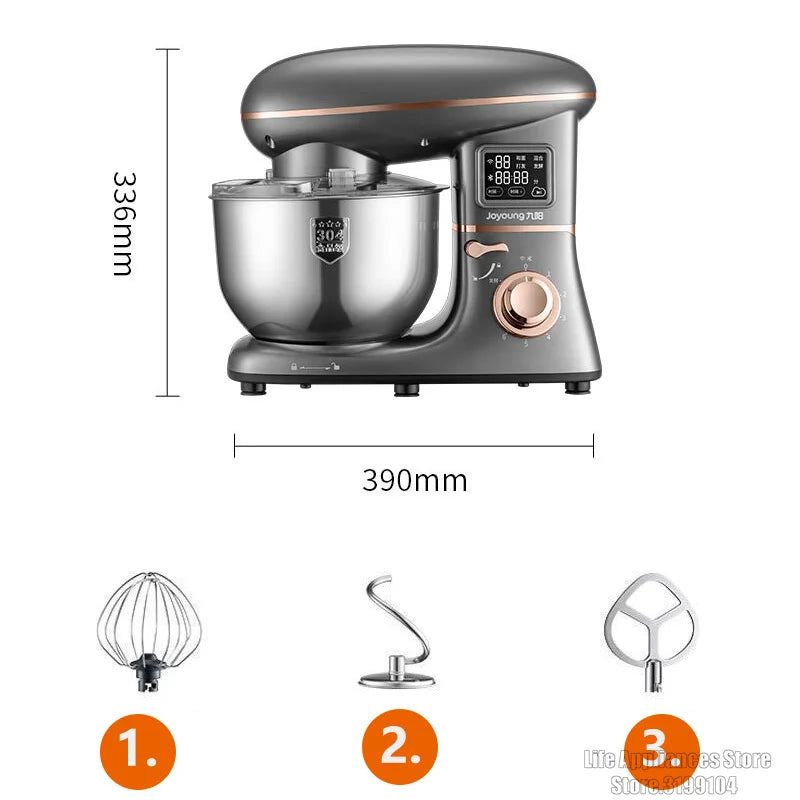 Joyoung 5L Stand Dough Mixer For Kitchen Cream Whisk Cake Dough Blender With Stainless Steel Bowl 6 Gears Chef Machine.