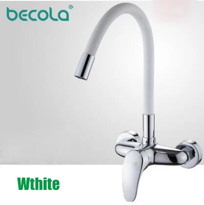 LANGYO Hot and cold wall faucet Kitchen sink mixer Double hole faucet Universal rotation Copper faucet Basin Wash hand basin tap