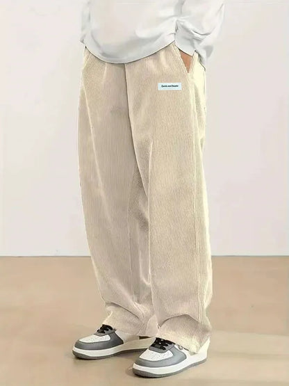 Men's corduroy loose European size hanging multi-functional casual straight leg pants, suitable for daily travel.
