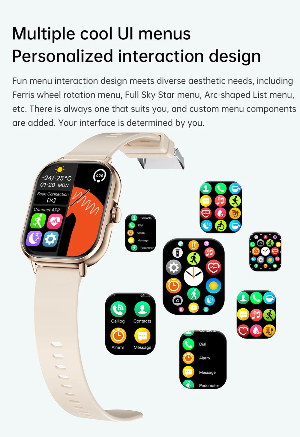 2025 2.01'' Smart Watch Bluetooth Call Play Music Smartwatch Fitness Clock Sport Waterproof Watches for Men Women iPhone Android.