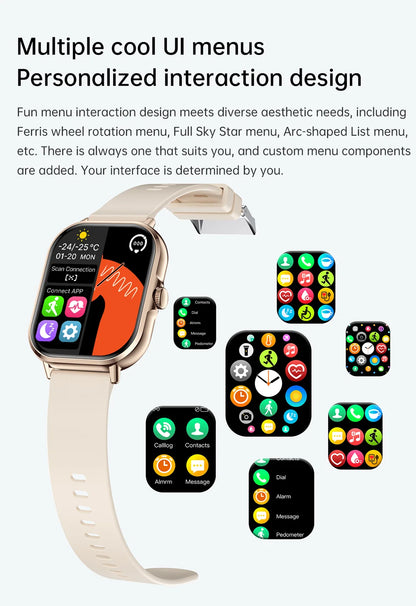 2025 2.01'' Smart Watch Bluetooth Call Play Music Smartwatch Fitness Clock Sport Waterproof Watches for Men Women iPhone Android.