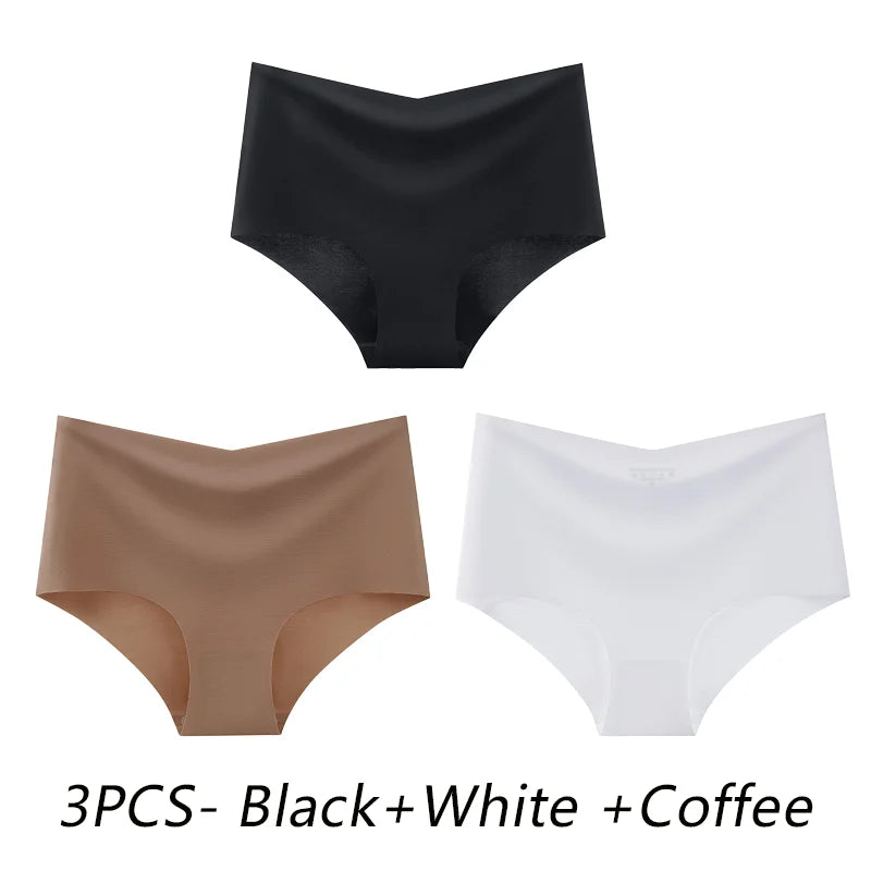 3PCS SET High Waist Panties Ice Silk Seamless Panty for Women Plus Size Sexy Comfortable Breathable Underwear S-3XL.