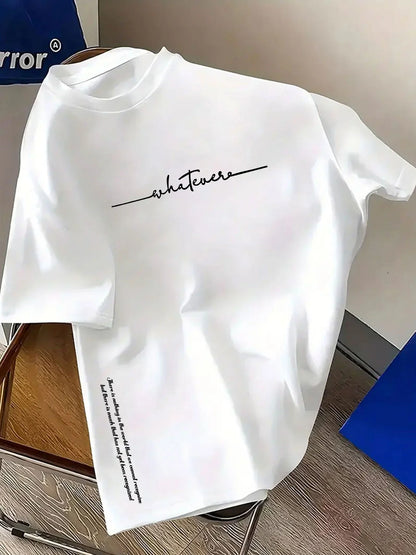 Summer streetwear minimalist letter print pattern T-shirt for men, 100% pure cotton fashionable and breathable T-shirt.