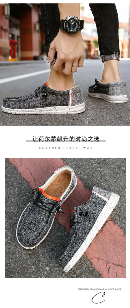 Men's Loafers Designer Slide in Low Cut Sneakers Casual Boat Shoes Comfortable Walking Flat Shoes Breathable Canvas Shoes 2025.