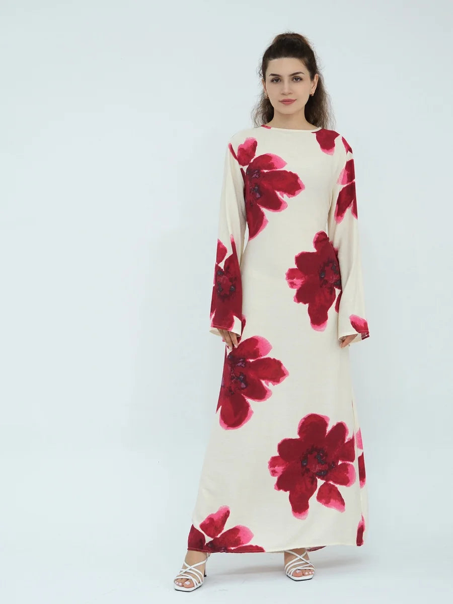 Muslim Women Dubai Abaya luxury Flower Print Long Dress Kaftan Ramadan Robe Femme african Maxi dresses Islam Clothing Kebaya.