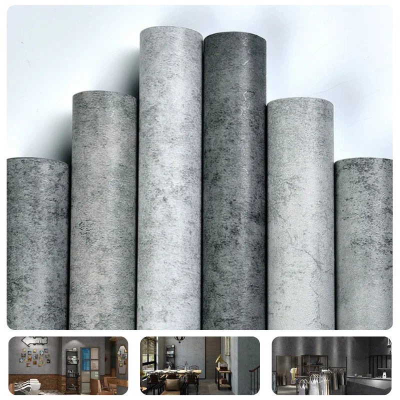 40cm PVC Dark Gray Waterproof Industrial Style Self-adhesive Wallpaper Library Living Room Bedroom Wall Renovation Vinyl Sticker