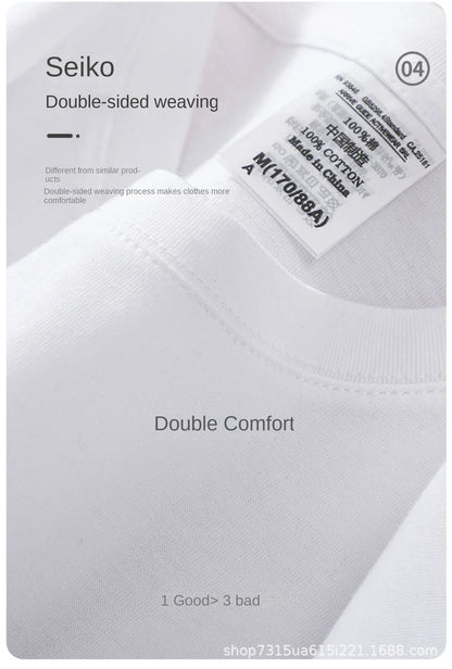 Summer Light Green Heavy Weight 300G Short Sleeved T-shirt Cotton  Men's Loose Casual Base Shirt Korean Tee Women's.