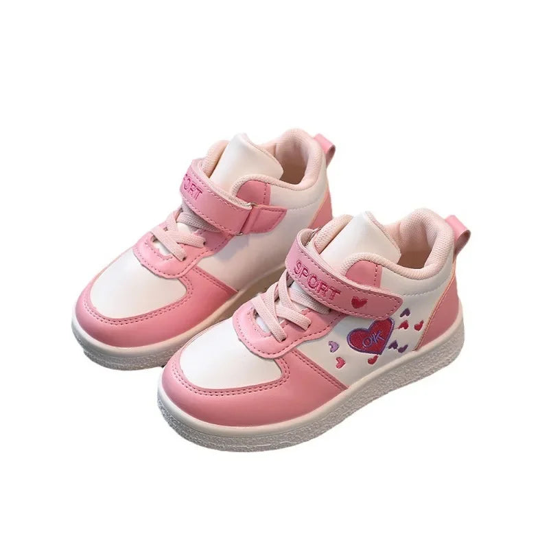 Children's Sports Shoes 2024 Spring and Autumn New Cute Girls' Sneakers Versatile Soft Breatheable Hook & Loop Fashion Kids Shoe.
