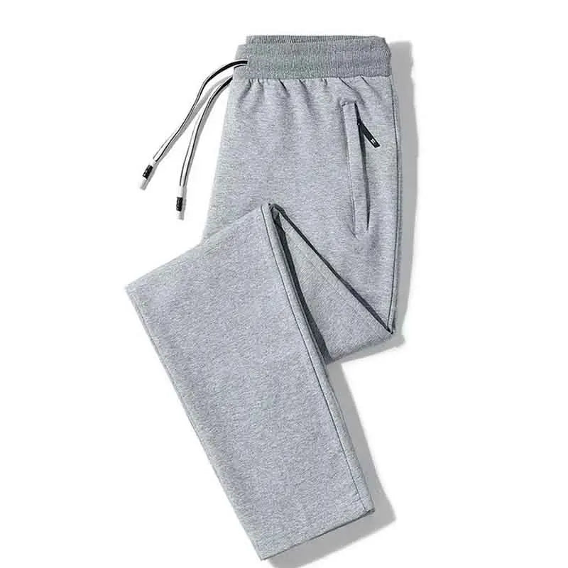 Spring and autumn new loose zipper men's solid color sports pants straight leg casual pants all match large size sweatpants.