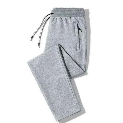 Spring and autumn new loose zipper men's solid color sports pants straight leg casual pants all match large size sweatpants.