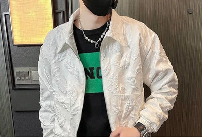 Man Coat Spring Autumn Black Jacket for Men Printed Zip V Clothing Fashion 2024 High Quality Cold Stylish Casual Luxury Designer.