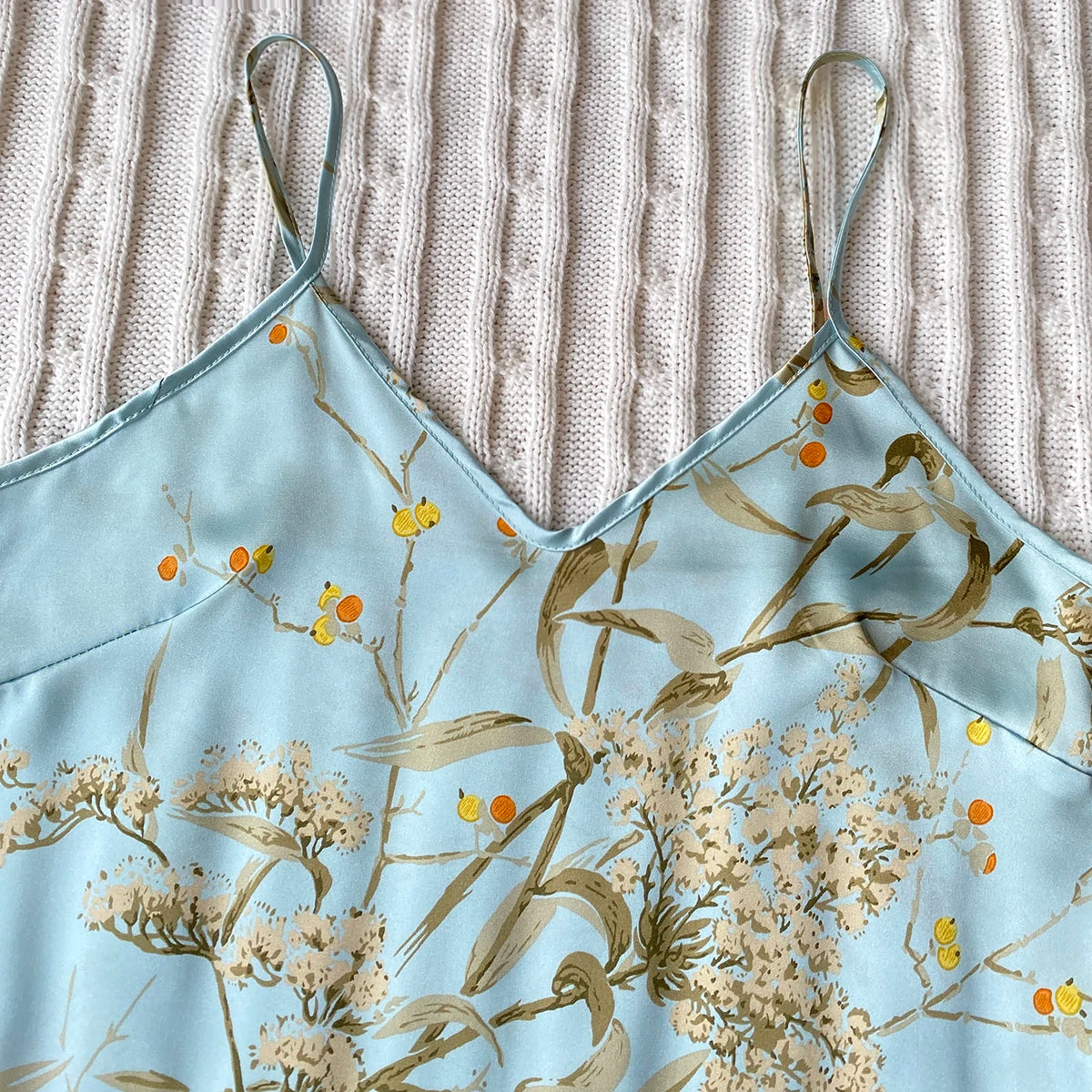 Elegante Cami-Tops mit Blumendruck, Rüschensaum, Shorts, Pyjama-Set, Damen-Nachtwäsche, Loungewear.