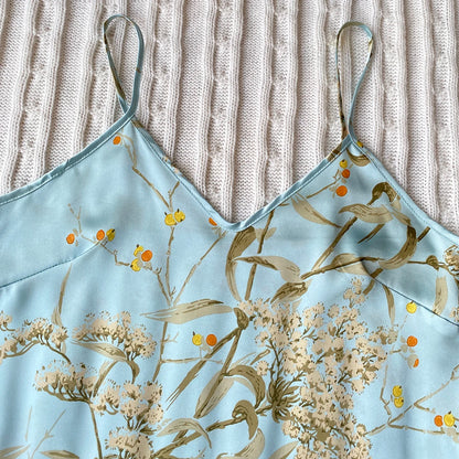 Elegante Cami-Tops mit Blumendruck, Rüschensaum, Shorts, Pyjama-Set, Damen-Nachtwäsche, Loungewear.